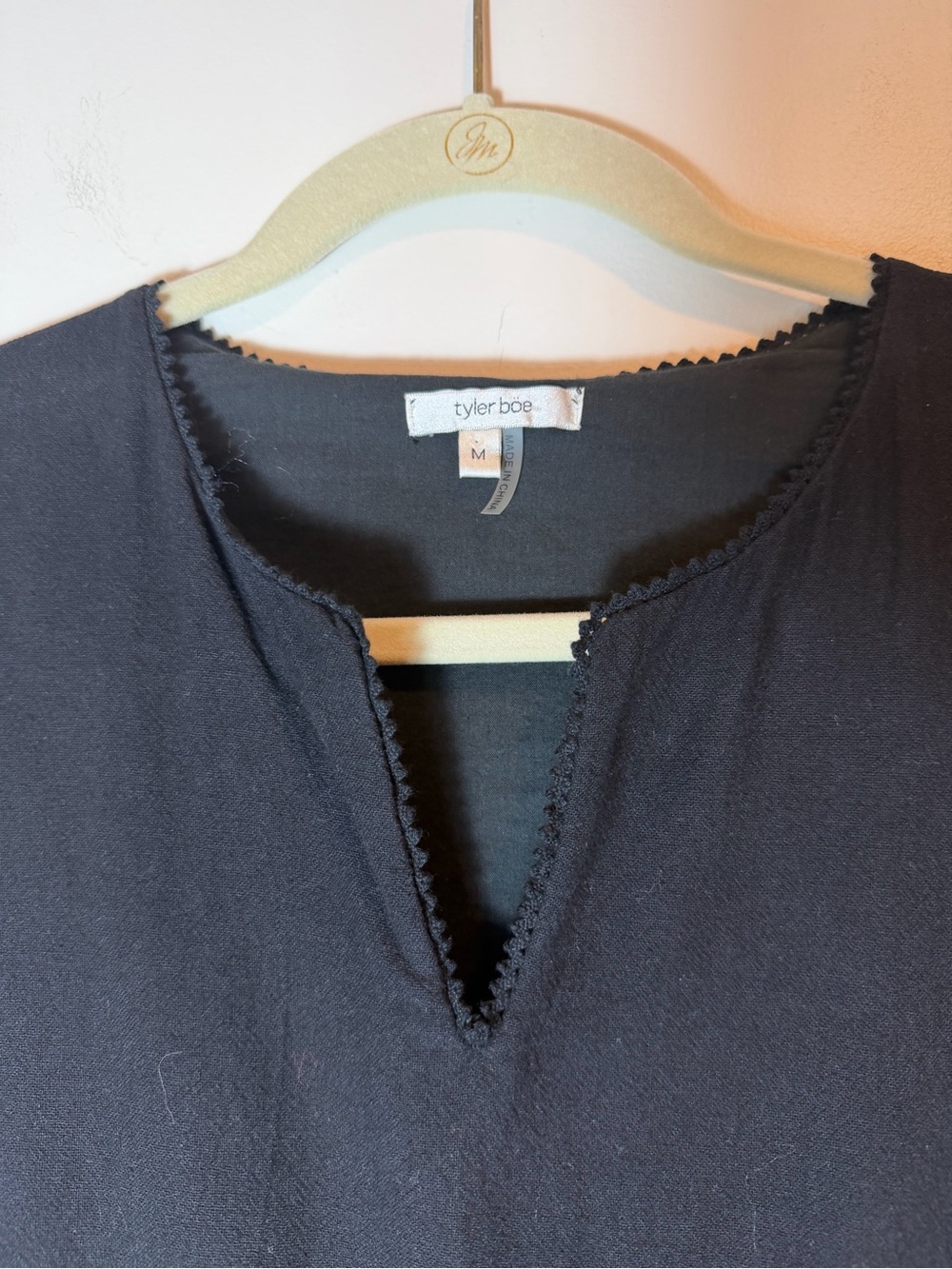 Tyler Böe Black Crochet Lace Insert V-Neck Sheath Dress Boho Size Medium - Picture 3 of 9